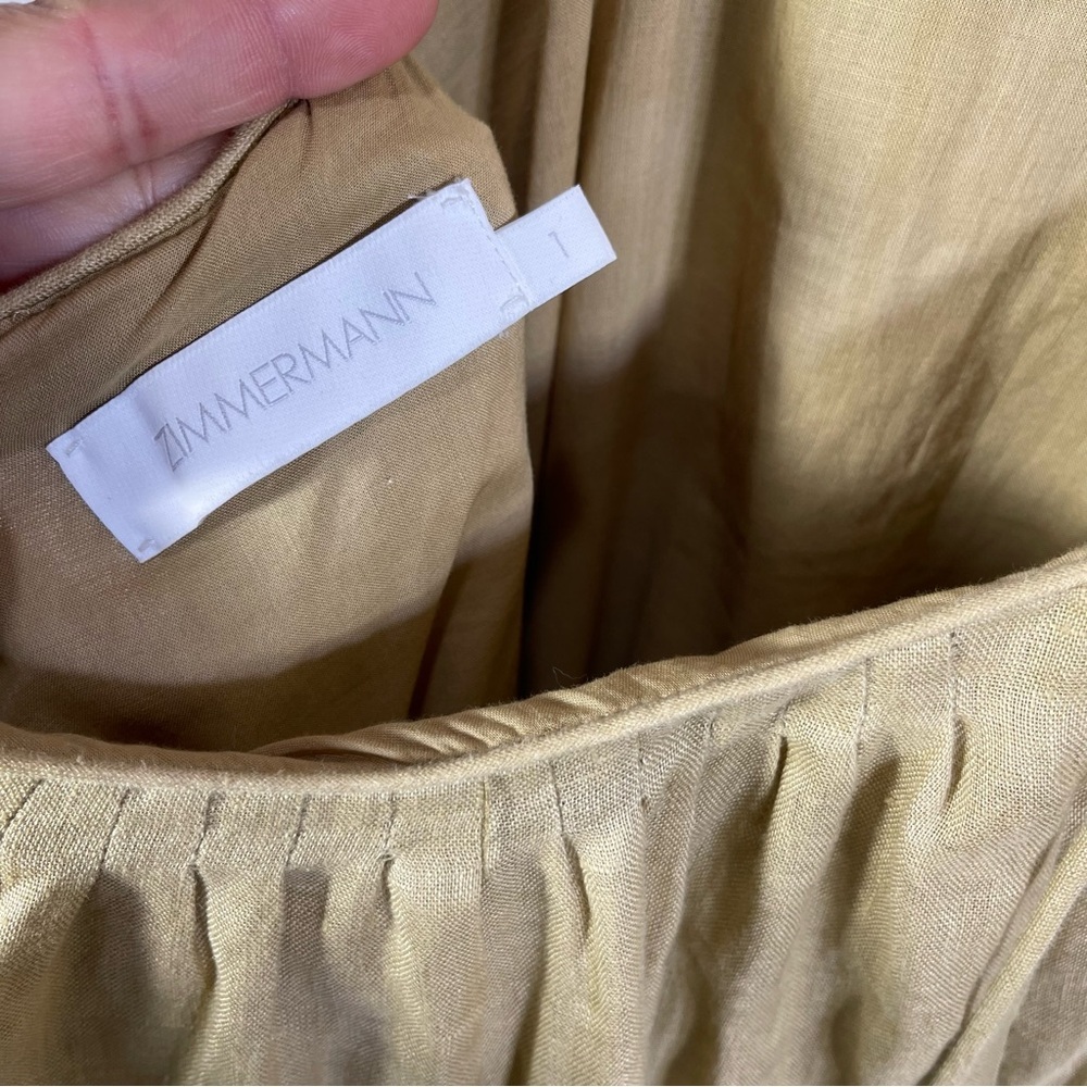 Zimmermann Jude Scallop Midi Linen Dress Size 1 Color Tan - Picture 10 of 16